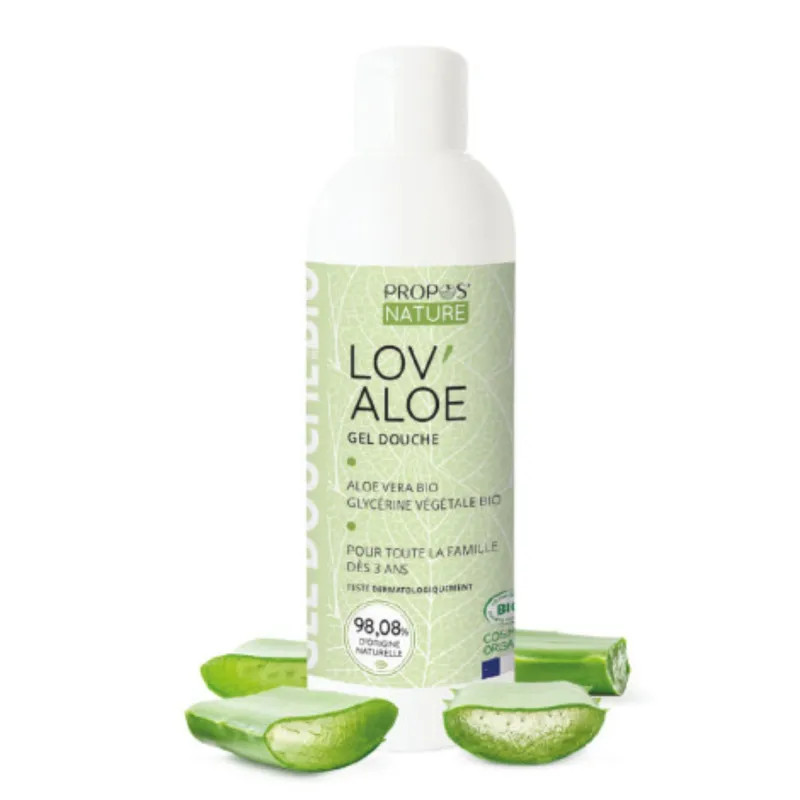 Švelnus ekologiškas LOV’ALOE dušo gelis su alaviju, 200 ml buteliukas.