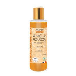 Aliejinis veido prausiklis makiažui valyti su roucou ir vitaminu E, AMOU’ROUCOU BIO (125 ml)